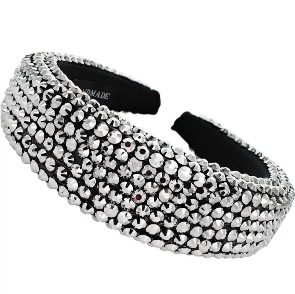 Bejeweled Hair Headband Metal Black